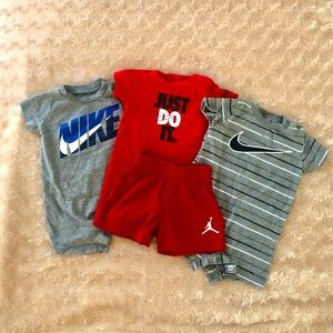 Bundle of 3 Nike Rompers, 1 pair Air Jordan shorts 3months